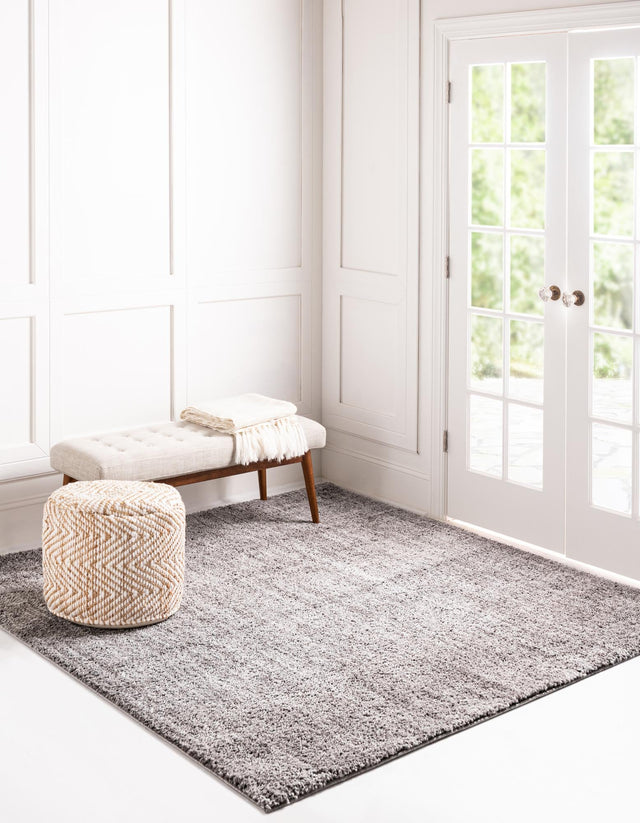 Pepper Gray 7' 10 x 7' 10 Jill Zarin Shaggy Chic Square Area Rug Thick Soft Touch Fluffy & Plush Shaggy Pile 100% Polyester (Space-Dyed Yarn) With Jute Backing Carpet for Sale at Rug Engine