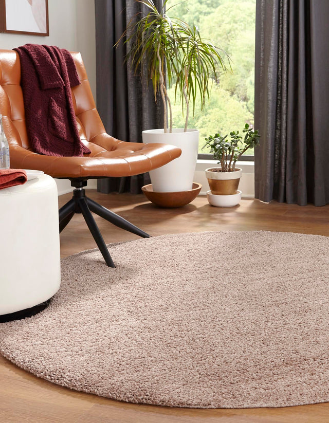 Mushroom 3' 3 x 3' 3 Jill Zarin Shaggy Chic Round Area Rug Thick Soft Touch Fluffy & Plush Shaggy Pile 100% Polyester (Space-Dyed Yarn) With Jute Backing Carpet for Sale at Rug Engine