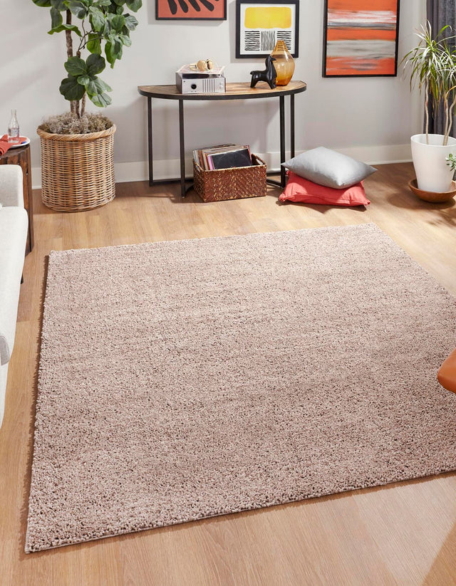Mushroom 6' 5 x 6' 5 Jill Zarin Shaggy Chic Square Area Rug Thick Soft Touch Fluffy & Plush Shaggy Pile 100% Polyester (Space-Dyed Yarn) With Jute Backing Carpet for Sale at Rug Engine