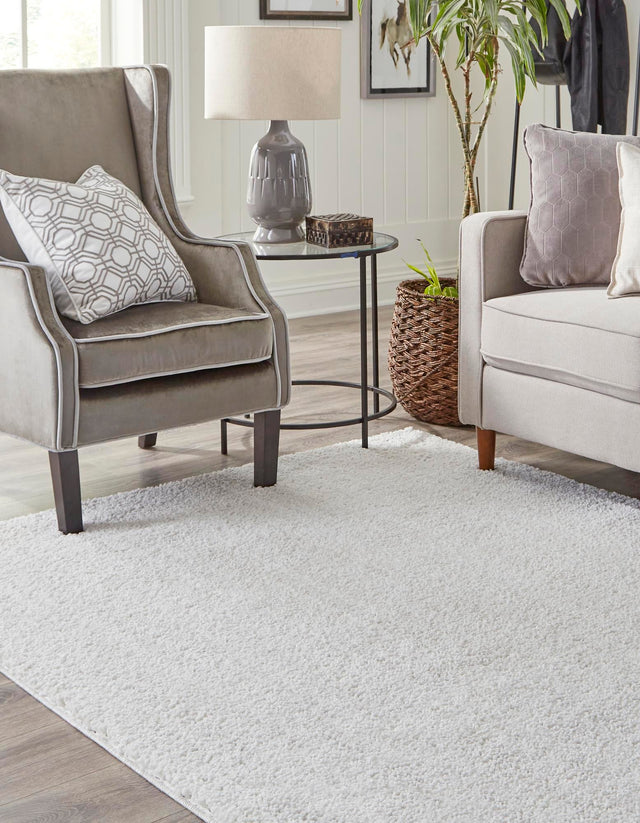 Sea Salt White 9' 4 x 12' 2 Jill Zarin Shaggy Chic Rectangle Area Rug Thick Soft Touch Fluffy & Plush Shaggy Pile 100% Polyester (Space-Dyed Yarn) With Jute Backing Carpet for Sale at Rug Engine