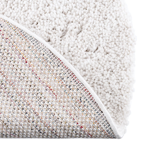 Sea Salt White 7' x 7' Jill Zarin Shaggy Chic Round Area Rug Thick Soft Touch Fluffy & Plush Shaggy Pile 100% Polyester (Space-Dyed Yarn) With Jute Backing Carpet for Sale at Rug Engine