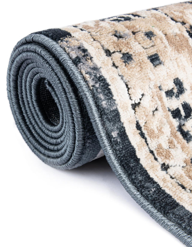 Dark Blue 7' 1 x 7' 1 Chateau Octagon Area Rug 85% Polypropylene & 15% Chenille With Cotton Backing Traditional Vintage Distressed Carpet for Classical Interior Design Decorating for Sale at Rug Engine