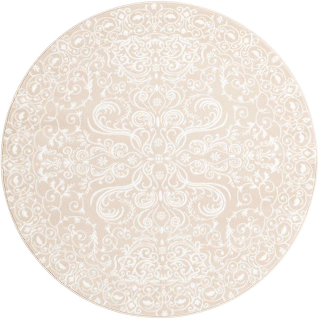 Beige 6' x 6' Rushmore Round Area Rug 55% Polypropylene & 45% Polyester Durable Quality Carpet for Indoor Home Decorating for Sale at Rug Engine