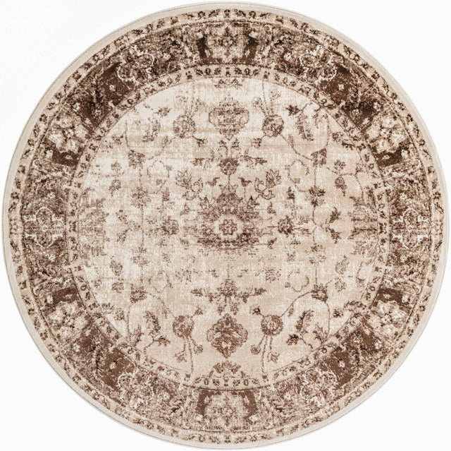 Cream 6' x 6' Rushmore Round Area Rug 55% Polypropylene & 45% Polyester Durable Quality Carpet for Indoor Home Decorating for Sale at Rug Engine