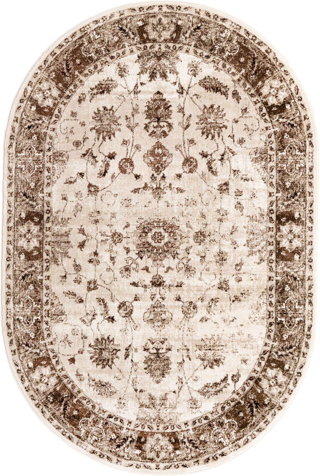Cream 6' x 9' Rushmore Oval Area Rug 55% Polypropylene & 45% Polyester Durable Quality Carpet for Indoor Home Decorating for Sale at Rug Engine