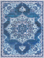 Washable Navy Blue 7' 10 x 10' Renaissance Rectangle Area Rug Easy to Clean Stain Resistant & Durable