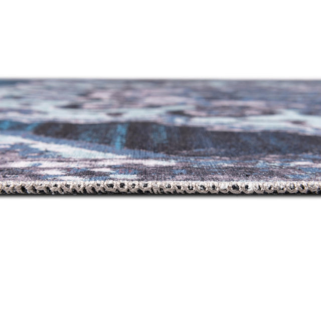 Washable Navy Blue 10' 6 x 13' 1 Renaissance Rectangle Area Rug Easy to Clean Stain Resistant & Durable Colorful Distressed Vintage Carpet for Sale at Rug Engine