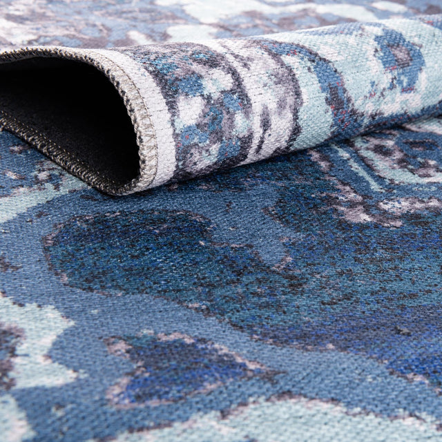 Washable Navy Blue 10' 6 x 13' 1 Renaissance Rectangle Area Rug Easy to Clean Stain Resistant & Durable Colorful Distressed Vintage Carpet for Sale at Rug Engine