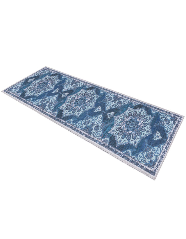 Washable Navy Blue 2' x 8' Renaissance Runner Area Rug Easy to Clean Stain Resistant & Durable Colorful Distressed Vintage Carpet for Sale at Rug Engine