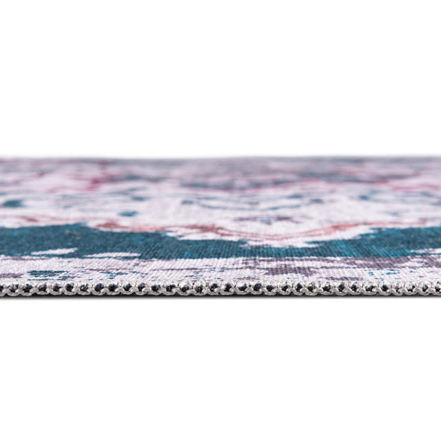 Washable Teal Green 9' 2 x 12' Renaissance Rectangle Area Rug Easy to Clean Stain Resistant & Durable Colorful Distressed Vintage Carpet for Sale at Rug Engine