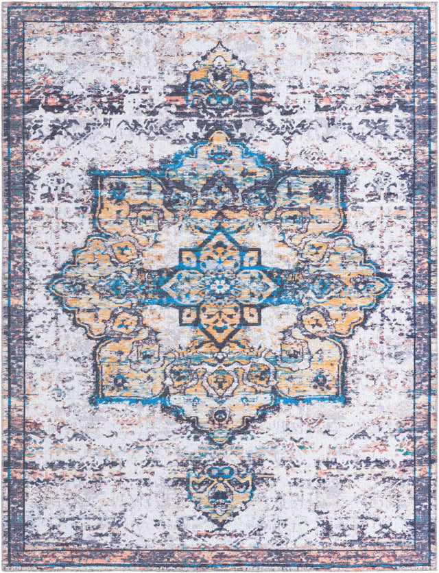 Washable Sea Salt White 7' 10 x 10' Renaissance Rectangle Area Rug Easy to Clean Stain Resistant & Durable Colorful Distressed Vintage Carpet for Sale at Rug Engine