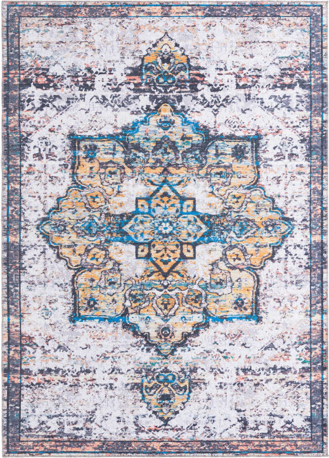 Washable Sea Salt White 7' 3 x 10' Renaissance Rectangle Area Rug Easy to Clean Stain Resistant & Durable Colorful Distressed Vintage Carpet for Sale at Rug Engine