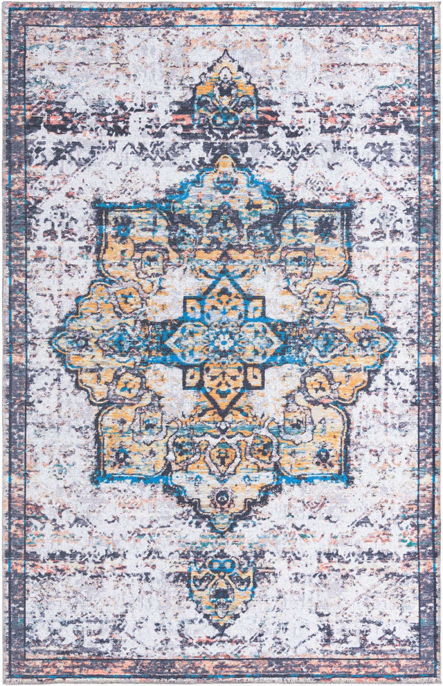 Washable Sea Salt White 5' 11 x 9' Renaissance Rectangle Area Rug Easy to Clean Stain Resistant & Durable Colorful Distressed Vintage Carpet for Sale at Rug Engine
