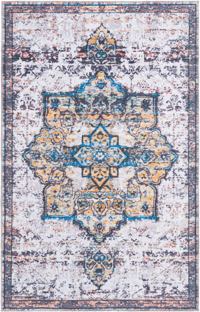 Washable Sea Salt White 3' 11 x 6' 1 Renaissance Rectangle Area Rug Easy to Clean Stain Resistant & Durable Colorful Distressed Vintage Carpet for Sale at Rug Engine