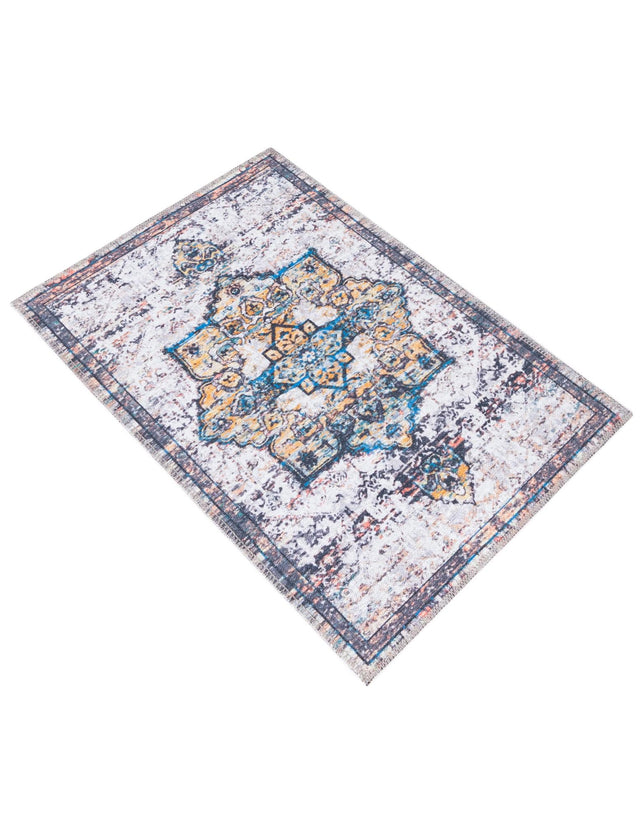 Washable Sea Salt White 2' x 3' 1 Renaissance Rectangle Area Rug Easy to Clean Stain Resistant & Durable Colorful Distressed Vintage Carpet for Sale at Rug Engine