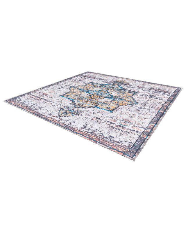 Washable Sea Salt White 5' 3 x 5' 3 Renaissance Square Area Rug Easy to Clean Stain Resistant & Durable Colorful Distressed Vintage Carpet for Sale at Rug Engine