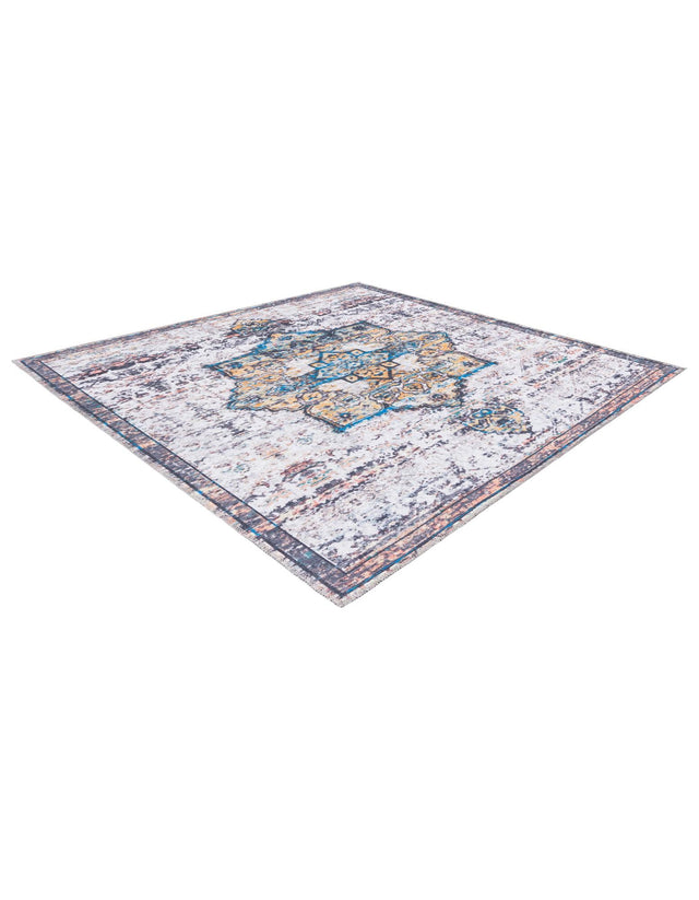 Washable Sea Salt White 5' 3 x 5' 3 Renaissance Square Area Rug Easy to Clean Stain Resistant & Durable Colorful Distressed Vintage Carpet for Sale at Rug Engine