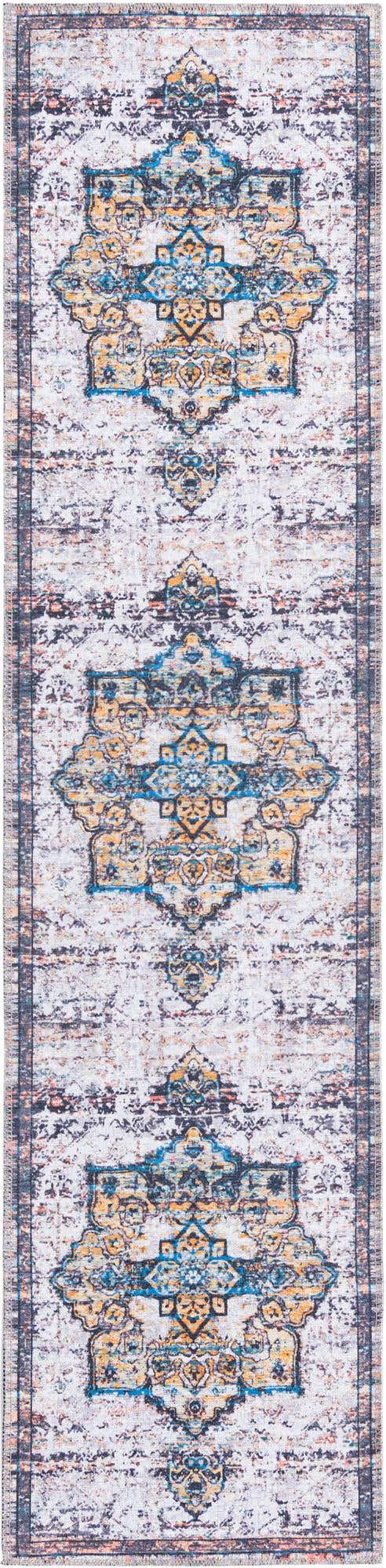 Washable Sea Salt White 2' x 8' Renaissance Runner Area Rug Easy to Clean Stain Resistant & Durable Colorful Distressed Vintage Carpet for Sale at Rug Engine