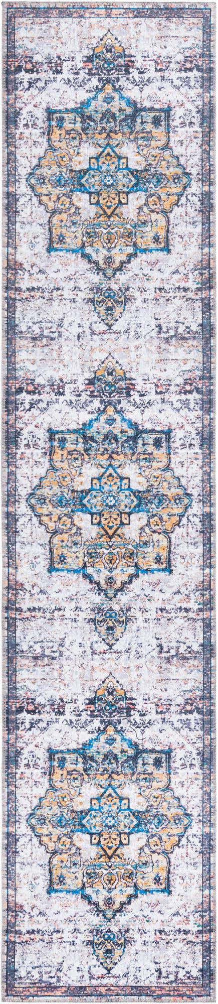 Washable Sea Salt White 2' 7 x 12' Renaissance Runner Area Rug Easy to Clean Stain Resistant & Durable Colorful Distressed Vintage Carpet for Sale at Rug Engine