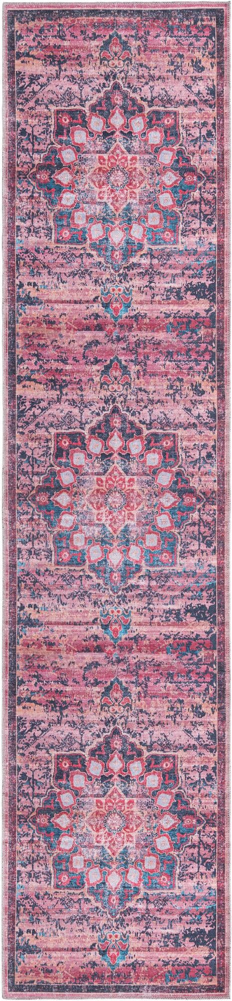 Washable Brick 2' 7 x 12' Renaissance Runner Area Rug Easy to Clean Stain Resistant & Durable Colorful Distressed Vintage Carpet for Sale at Rug Engine