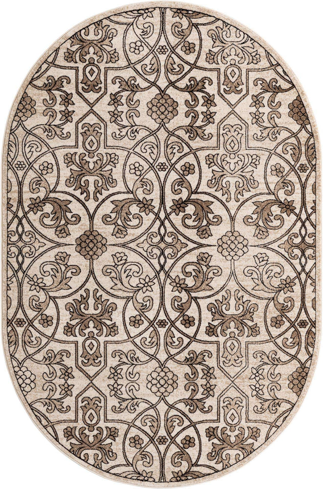 Dark Beige 6' x 9' Rushmore Oval Area Rug 55% Polypropylene & 45% Polyester Durable Quality Carpet for Indoor Home Decorating for Sale at Rug Engine