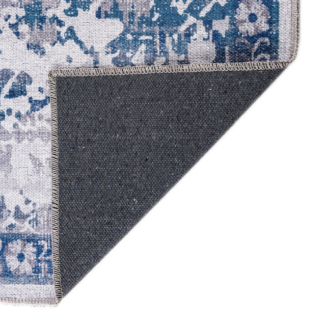 Washable Gray Blue 7' 3 x 10' Renaissance Rectangle Area Rug Easy to Clean Stain Resistant & Durable Colorful Distressed Vintage Carpet for Sale at Rug Engine