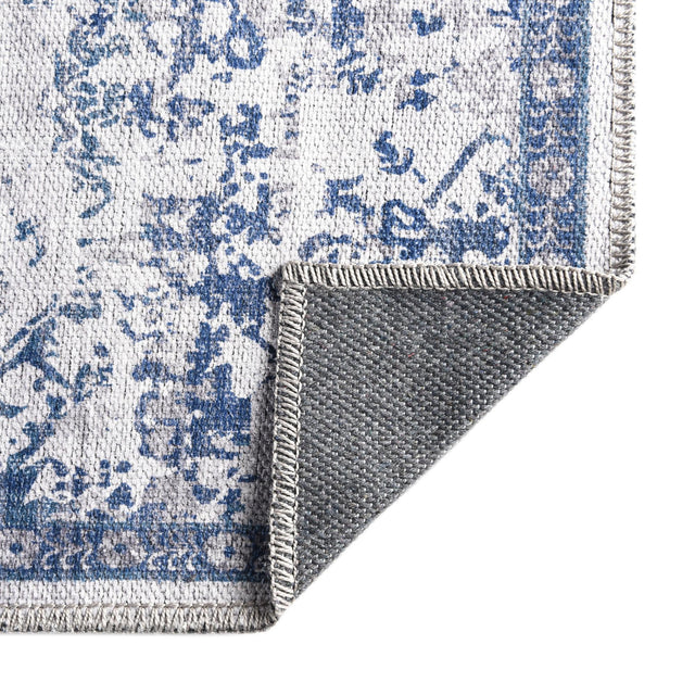 Washable Gray Blue 2' x 13' 1 Renaissance Runner Area Rug Easy to Clean Stain Resistant & Durable Colorful Distressed Vintage Carpet for Sale at Rug Engine