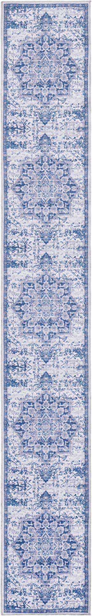 Washable Gray Blue 2' x 13' 1 Renaissance Runner Area Rug Easy to Clean Stain Resistant & Durable Colorful Distressed Vintage Carpet for Sale at Rug Engine
