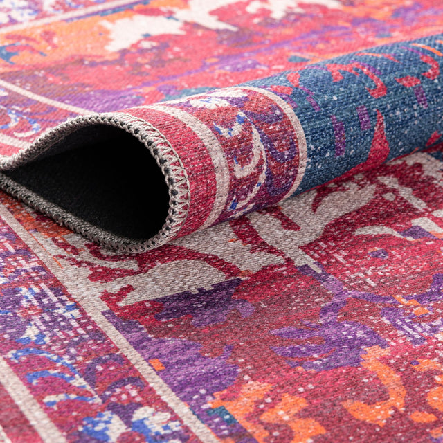 Washable Multicolor Fuchsia 10' 6 x 13' Renaissance Rectangle Area Rug Easy to Clean Stain Resistant & Durable Colorful Distressed Vintage Carpet for Sale at Rug Engine