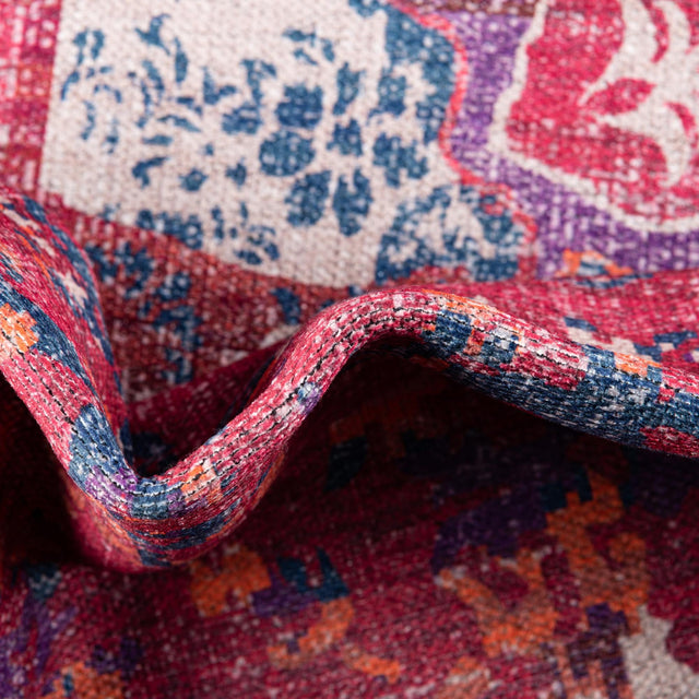 Washable Multicolor Fuchsia 10' 6 x 10' 6 Renaissance Square Area Rug Easy to Clean Stain Resistant & Durable Colorful Distressed Vintage Carpet for Sale at Rug Engine