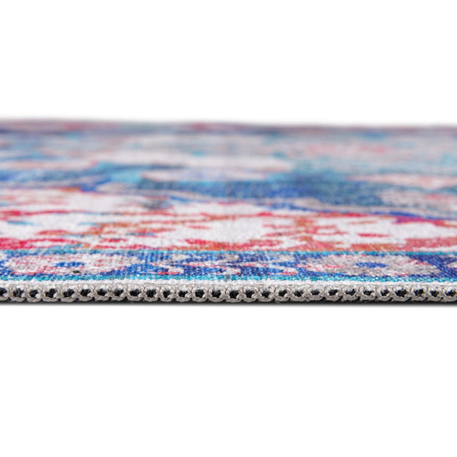 Washable Ivory Blue 10' 6 x 14' Renaissance Rectangle Area Rug Easy to Clean Stain Resistant & Durable Colorful Distressed Vintage Carpet for Sale at Rug Engine