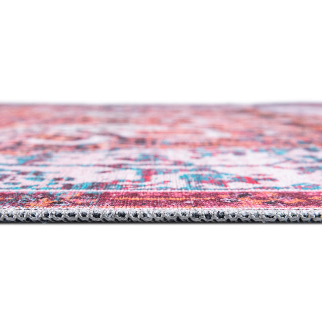 Washable Ivory Orange 7' 10 x 7' 10 Renaissance Square Area Rug Easy to Clean Stain Resistant & Durable Colorful Distressed Vintage Carpet for Sale at Rug Engine