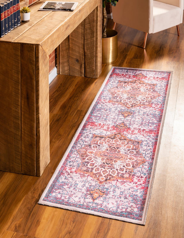 Washable Ivory Orange 2' x 9' 10 Renaissance Runner Area Rug Easy to Clean Stain Resistant & Durable Colorful Distressed Vintage Carpet for Sale at Rug Engine