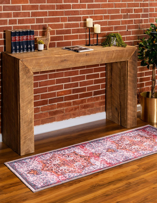 Washable Ivory Orange 2' x 13' Renaissance Runner Area Rug Easy to Clean Stain Resistant & Durable Colorful Distressed Vintage Carpet for Sale at Rug Engine