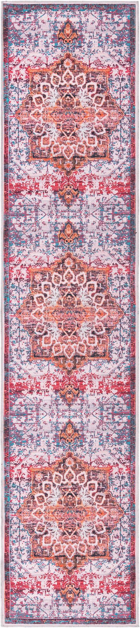 Washable Ivory Orange 2' 7 x 12' Renaissance Runner Area Rug Easy to Clean Stain Resistant & Durable Colorful Distressed Vintage Carpet for Sale at Rug Engine
