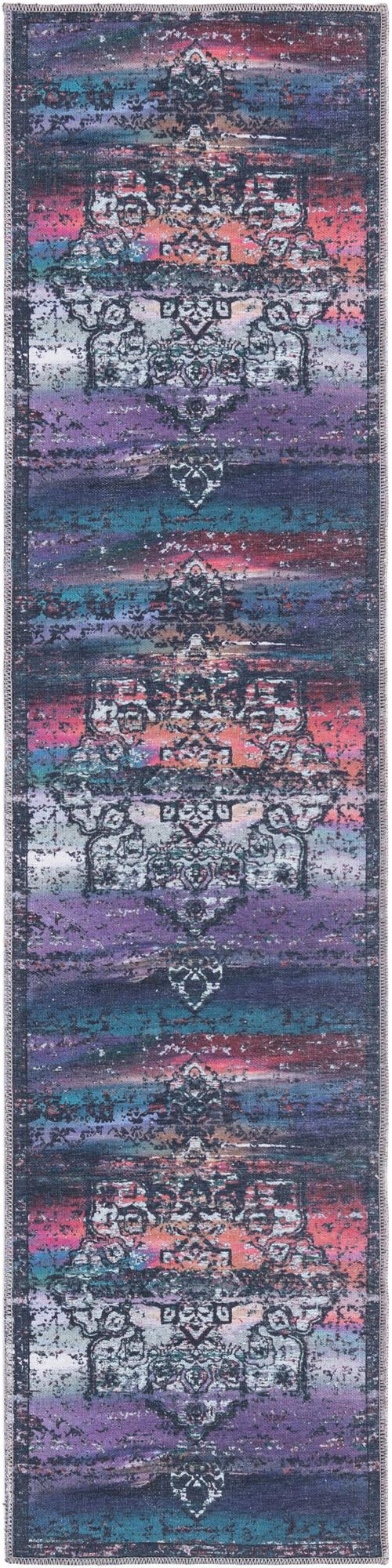 Washable Multicolor Blue 2' x 8' Renaissance Runner Area Rug Easy to Clean Stain Resistant & Durable Colorful Distressed Vintage Carpet for Sale at Rug Engine
