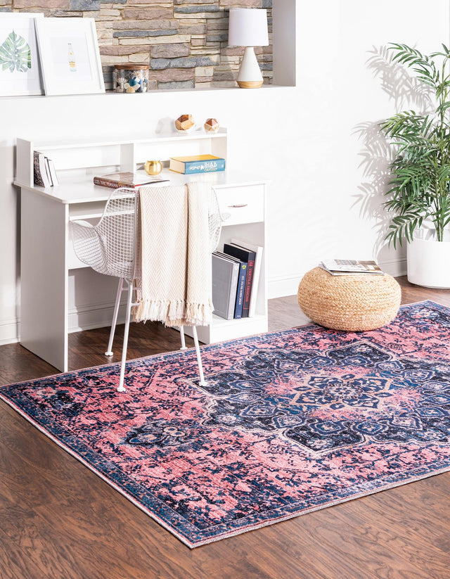 Washable Salmon Pink 10' 6 x 14' Renaissance Rectangle Area Rug Easy to Clean Stain Resistant & Durable Colorful Distressed Vintage Carpet for Sale at Rug Engine