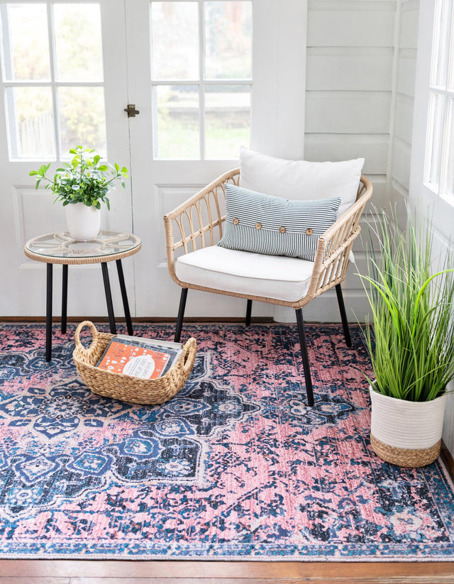 Washable Salmon Pink 10' 6 x 14' Renaissance Rectangle Area Rug Easy to Clean Stain Resistant & Durable Colorful Distressed Vintage Carpet for Sale at Rug Engine