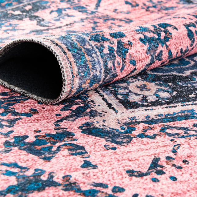 Washable Salmon Pink 7' 10 x 7' 10 Renaissance Square Area Rug Easy to Clean Stain Resistant & Durable Colorful Distressed Vintage Carpet for Sale at Rug Engine