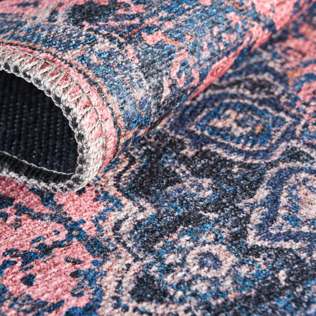 Washable Salmon Pink 2' 7 x 12' Renaissance Runner Area Rug Easy to Clean Stain Resistant & Durable Colorful Distressed Vintage Carpet for Sale at Rug Engine