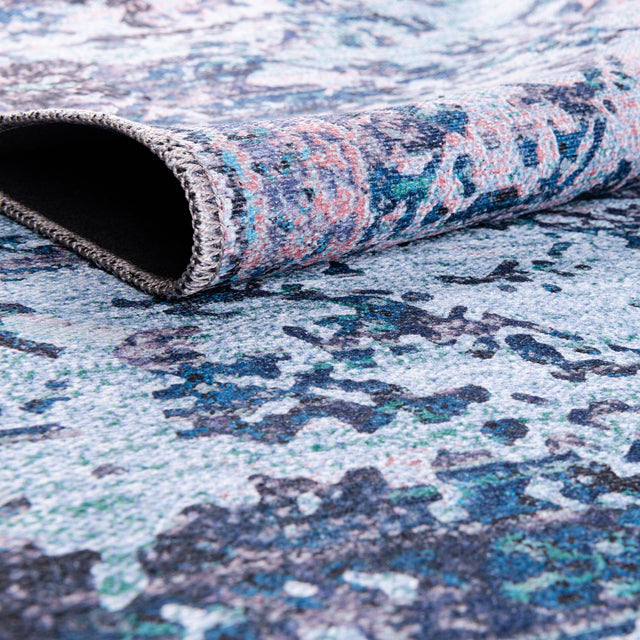 Washable Light Blue 7' 10 x 7' 10 Renaissance Square Area Rug Easy to Clean Stain Resistant & Durable Colorful Distressed Vintage Carpet for Sale at Rug Engine