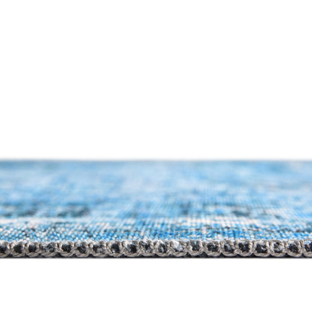 Washable Aqua Blue 2' x 13' Renaissance Runner Area Rug Easy to Clean Stain Resistant & Durable Colorful Distressed Vintage Carpet for Sale at Rug Engine