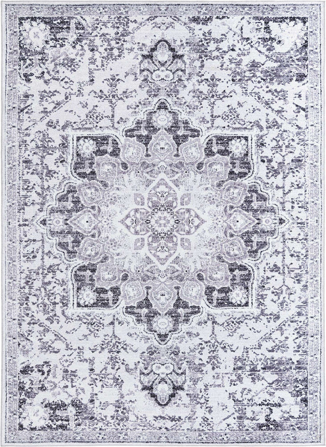 Washable Light Gray 10' 6 x 14' 1 Renaissance Rectangle Area Rug Easy to Clean Stain Resistant & Durable Colorful Distressed Vintage Carpet for Sale at Rug Engine