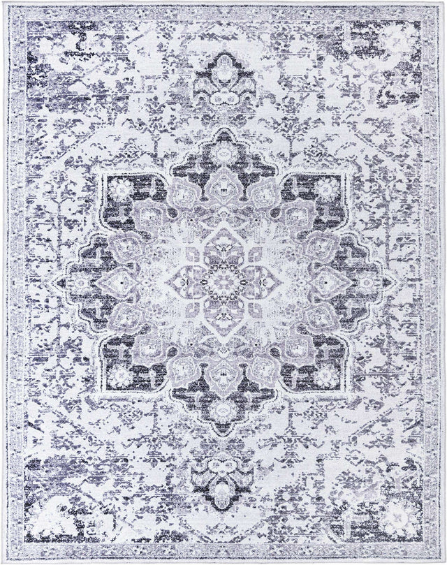 Washable Light Gray 10' 6 x 13' 1 Renaissance Rectangle Area Rug Easy to Clean Stain Resistant & Durable Colorful Distressed Vintage Carpet for Sale at Rug Engine