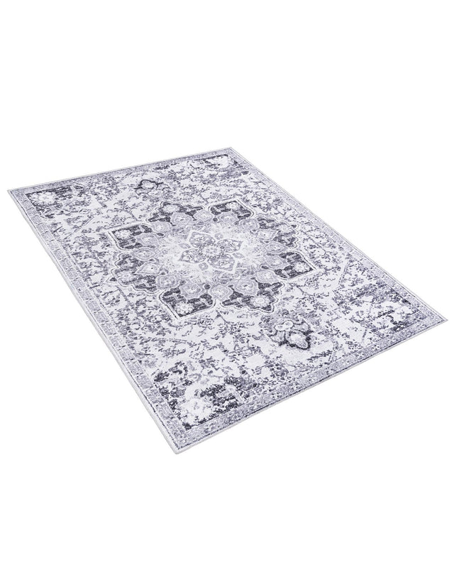 Washable Light Gray 7' 10 x 11' Renaissance Rectangle Area Rug Easy to Clean Stain Resistant & Durable Colorful Distressed Vintage Carpet for Sale at Rug Engine