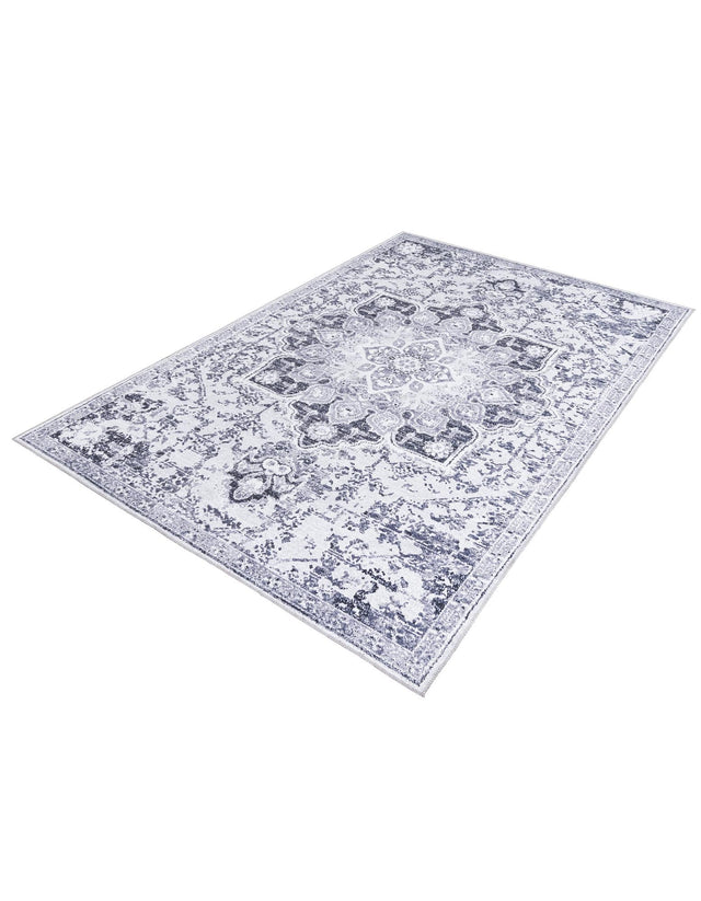 Washable Light Gray 7' 3 x 10' Renaissance Rectangle Area Rug Easy to Clean Stain Resistant & Durable Colorful Distressed Vintage Carpet for Sale at Rug Engine