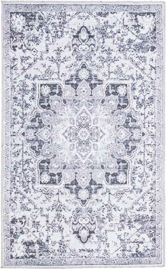 Washable Light Gray 3' 3 x 5' 3 Renaissance Rectangle Area Rug Easy to Clean Stain Resistant & Durable Colorful Distressed Vintage Carpet for Sale at Rug Engine