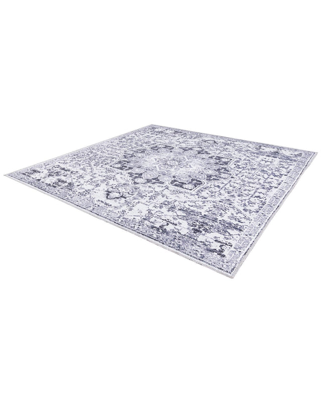 Washable Light Gray 5' 3 x 5' 3 Renaissance Square Area Rug Easy to Clean Stain Resistant & Durable Colorful Distressed Vintage Carpet for Sale at Rug Engine