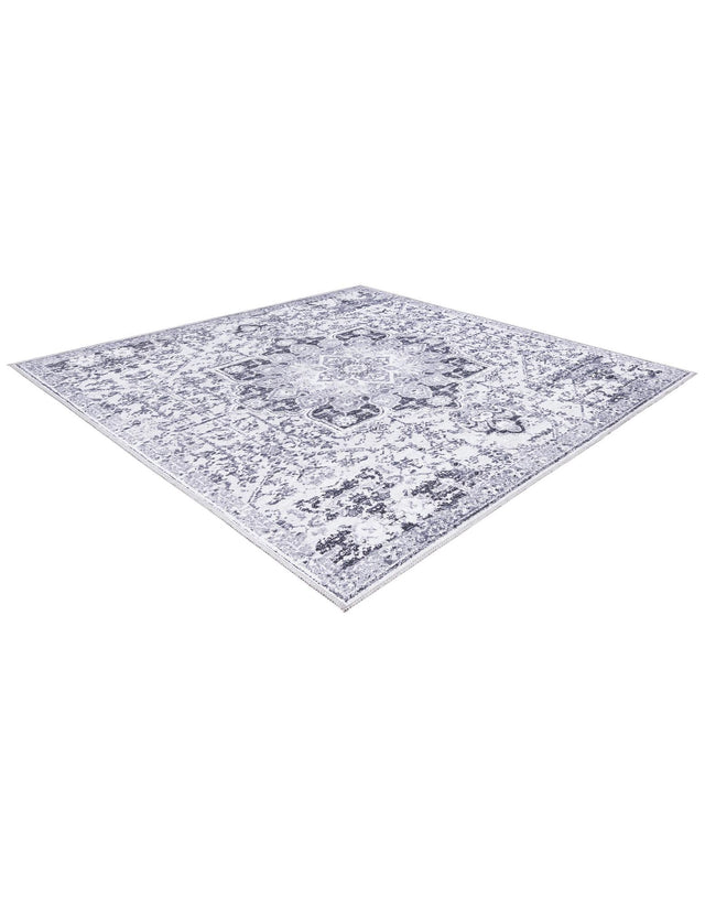 Washable Light Gray 5' 3 x 5' 3 Renaissance Square Area Rug Easy to Clean Stain Resistant & Durable Colorful Distressed Vintage Carpet for Sale at Rug Engine