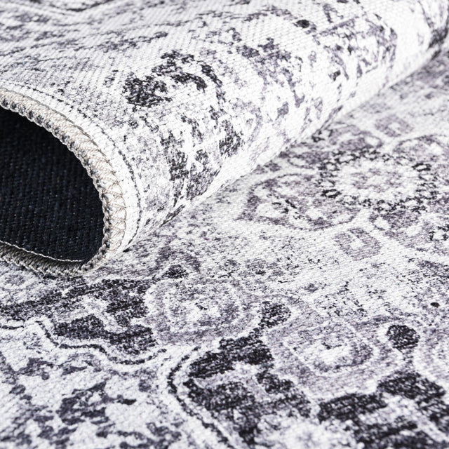 Washable Light Gray 2' x 10' Renaissance Runner Area Rug Easy to Clean Stain Resistant & Durable Colorful Distressed Vintage Carpet for Sale at Rug Engine